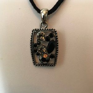 Lia Sophia - Silver & Black Cut Crystal Necklace